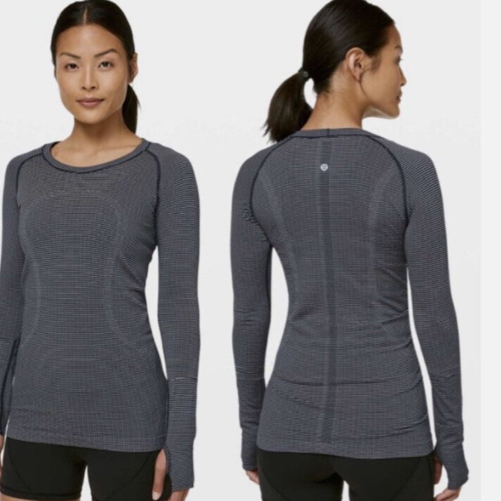 EC Lululemon Swiftly Navy/White Stripe Top